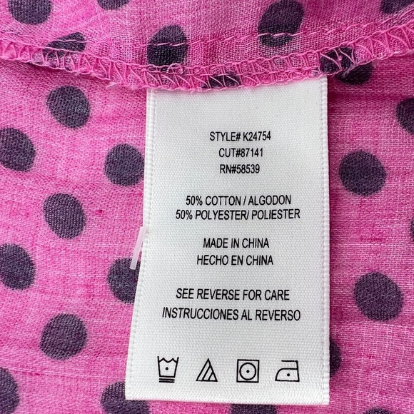 Kut from the Kloth Pink Blue Polka Dot Long Sleeve Blouse Size Small Women’s - Picture 5 of 5